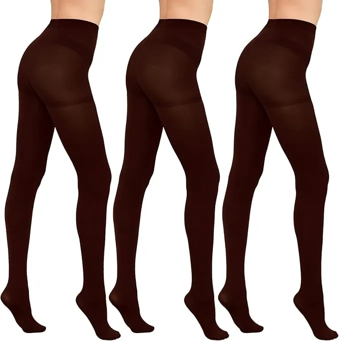 3 Pcs Semi Opaque Microfiber Tights