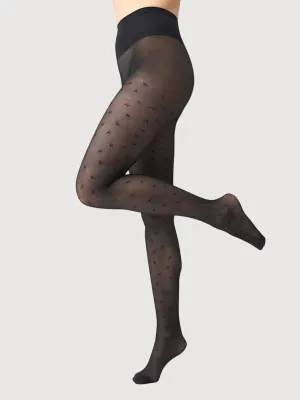 Alex Bird Tights Black | Swedish Stockings