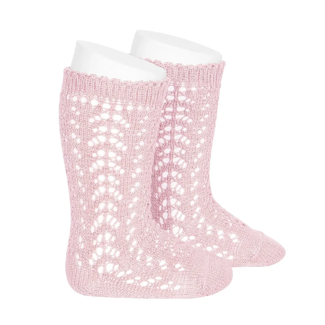 CONDOR - FULL OPENWORK KNEE HIGH: ROSA EMPOLVADO