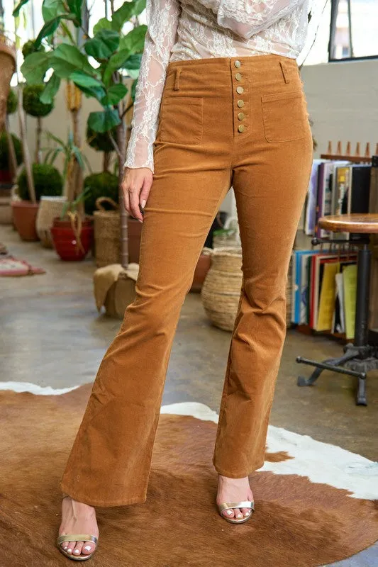 Elevate Your Fall Style with High-Waisted Corduroy Flare Pants