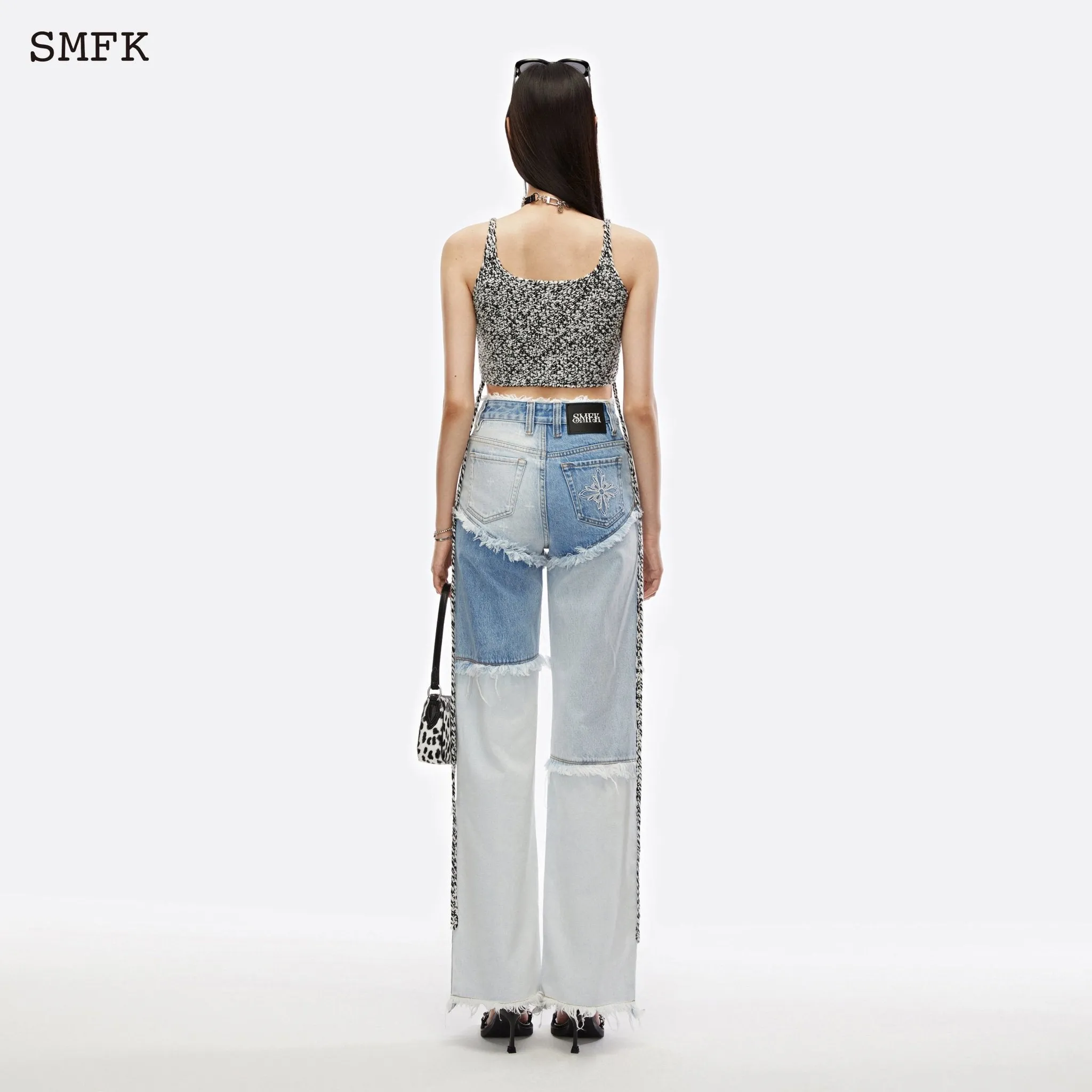 Garden Puzzle Blue Denim Jeans