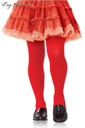Girls Opaque Red Tights - 4 - 6