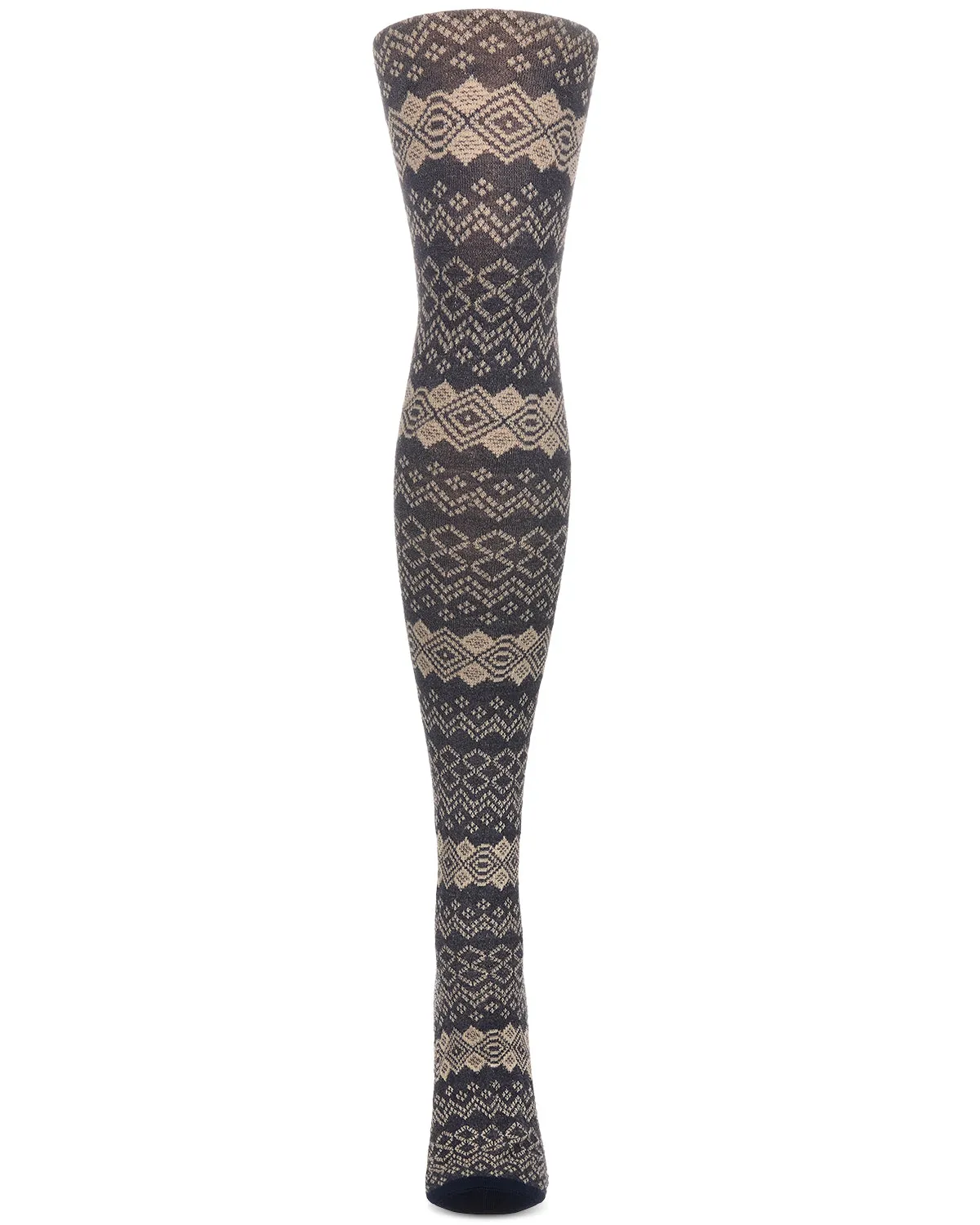 Horizontal Diamond Cotton Blend Sweater Tights
