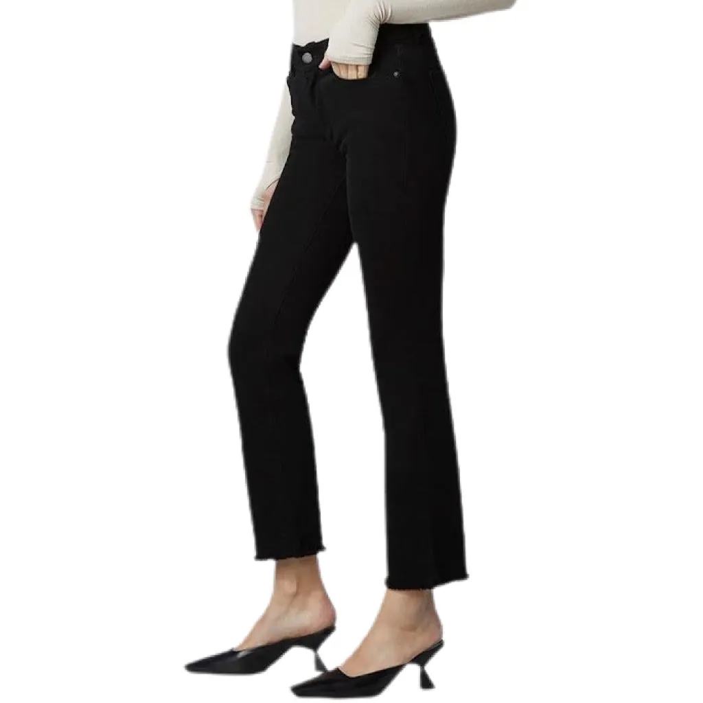 Mara Straight Mid Rise - Black Peached Raw.