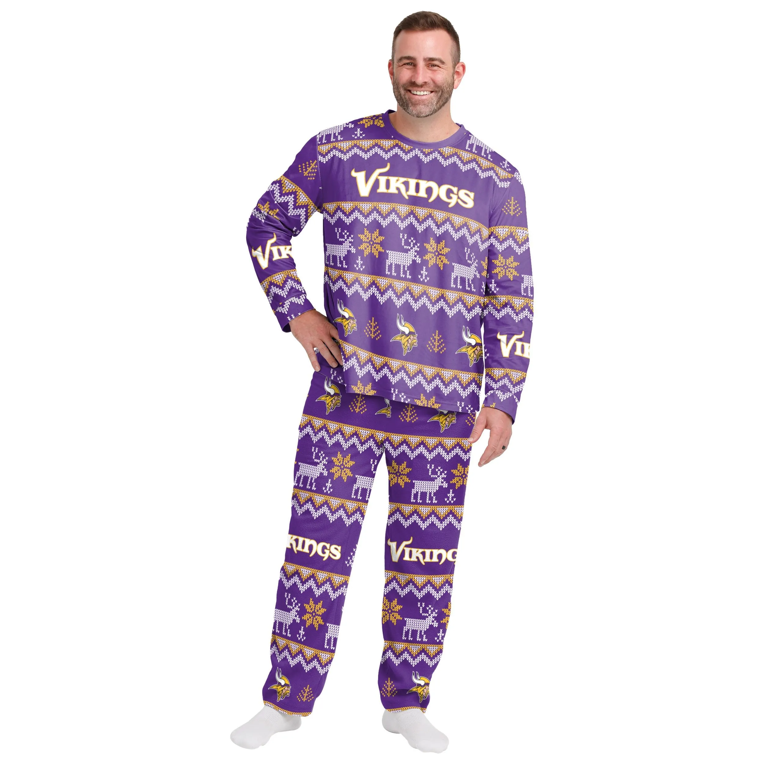 Minnesota Vikings NFL Ugly Pattern Family Holiday Pajamas