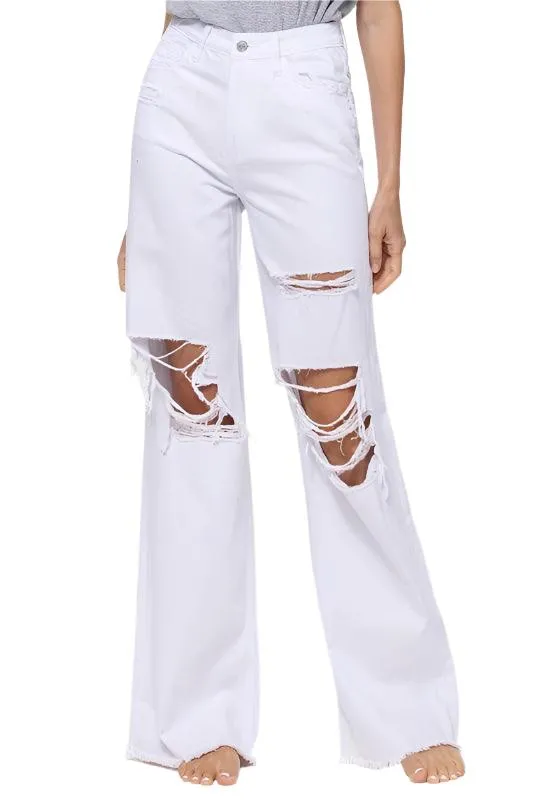 Optic White Vintage Loose Jeans Denim Pants