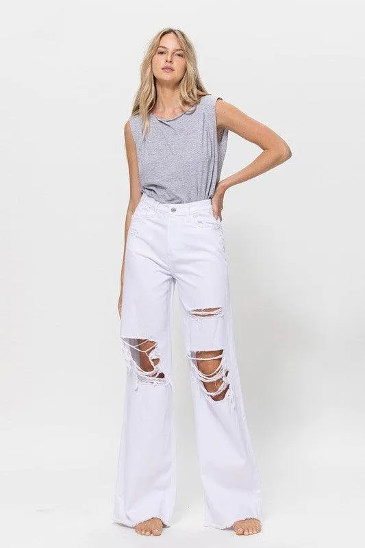 Optic White Vintage Loose Jeans Denim Pants