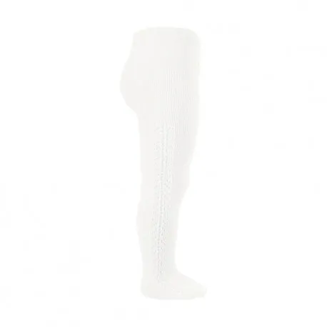 Side Crochet Tights Cream