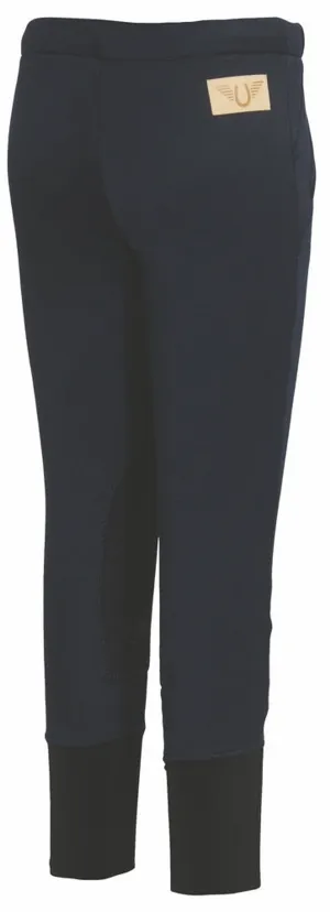 TuffRider Children's Unifleece Pull-On Stretch Fleece Knee Patch Winter Breeches