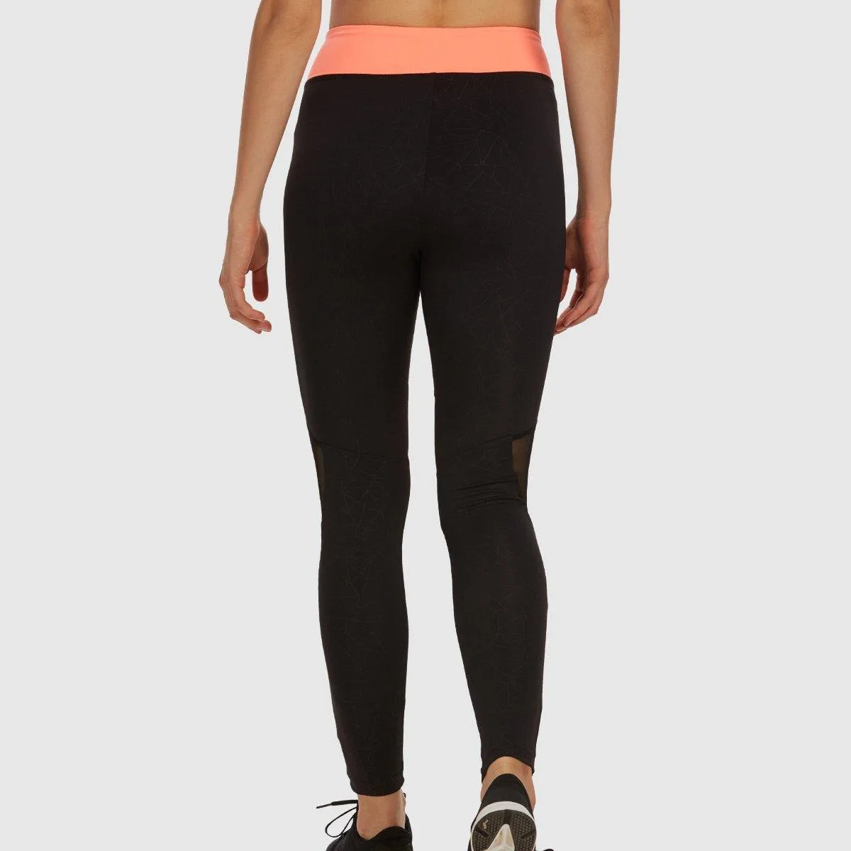 V Waist Tights - Black and Coral