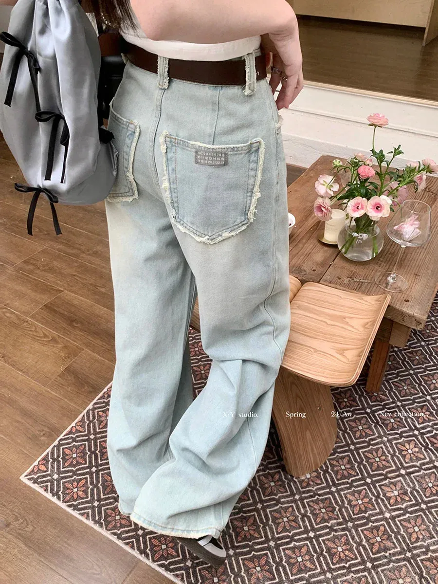 Waisted Women 2024 New Streetwear Y2k Casual Loose Denim Jeans