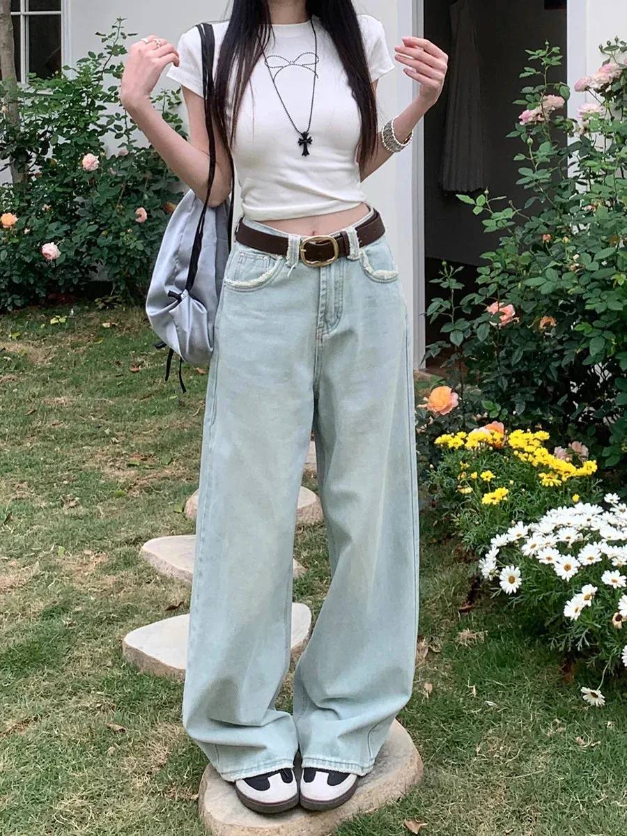 Waisted Women 2024 New Streetwear Y2k Casual Loose Denim Jeans