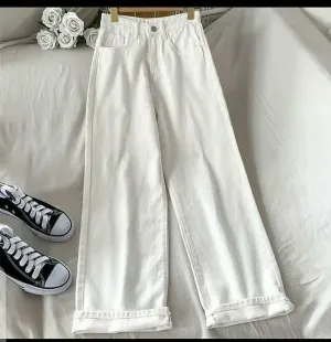 White wide leg jeans