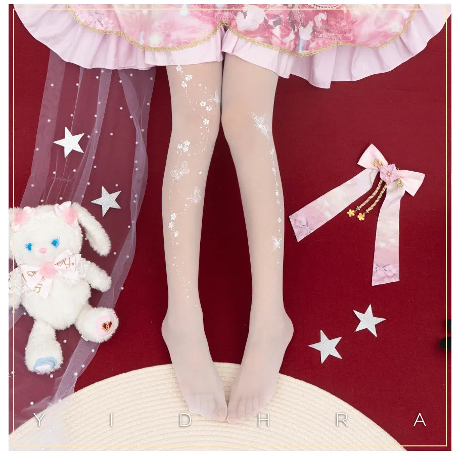 Yidhra~Butterfly Flowers~Summer 20D Velvet Lolita Tights
