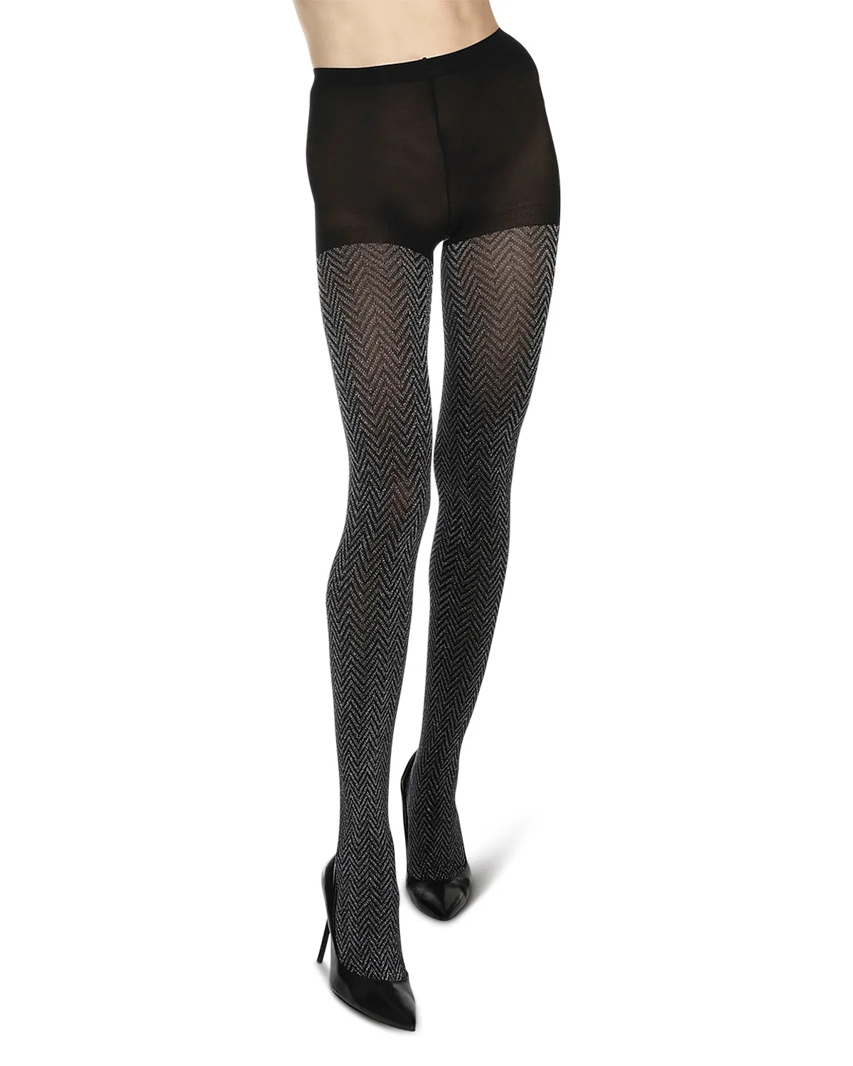 Zig Zag Textron Glam Opaque Knit Tights